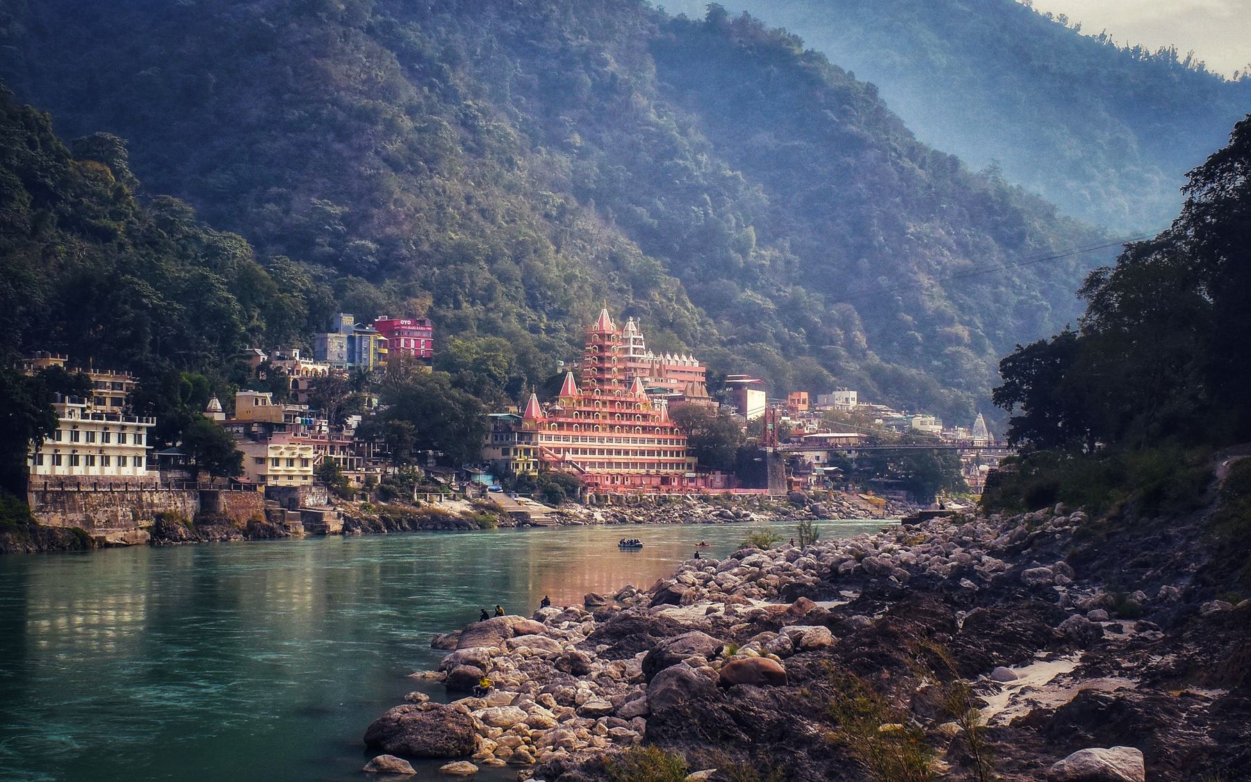 Rishikesh town along the banks of the Ganga